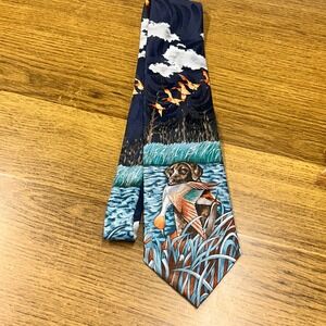 Reed St James Novelty Necktie Duck Hunting Dog Retriever‎ Bird Polyester